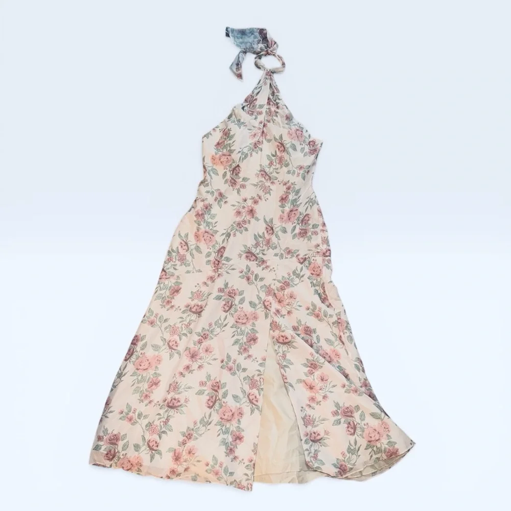 NWT REVELRY Athena Chiffon Floral Print Dress In Blushing Bride Bouquet size 14 - Picture 15 of 16